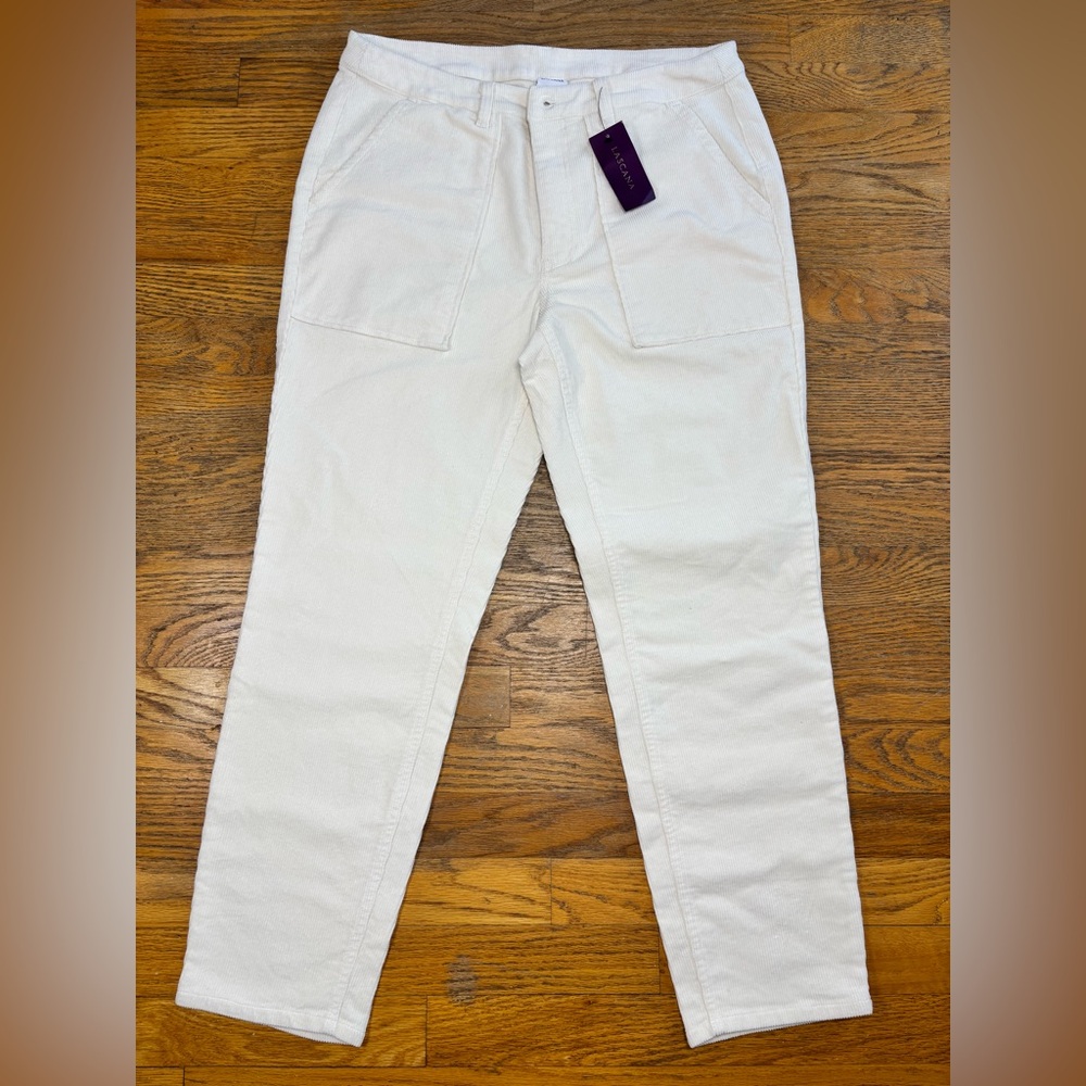 Lascana Corduroy Pants Women Off White Cream Color Sz 10 New With Tags